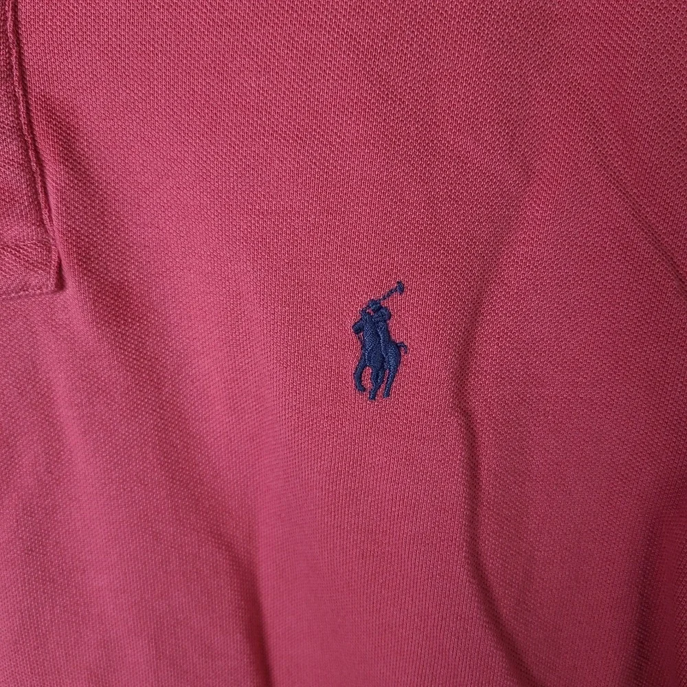 Polo Ralph Lauren Shirt Mens Large Pink Custom Slim Fit Cotton Short Sleeve